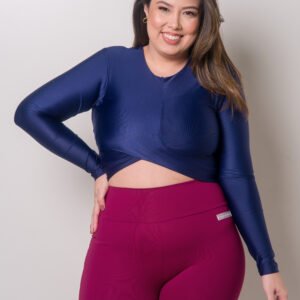 CROPPED MANGA LONGA AZUL